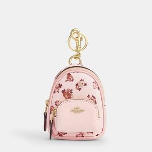 Coach Mini Court Backpack Bag Charm With Rosette Print CAA68